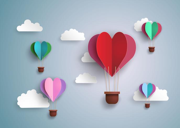 hot air balloon in a heart shape. vector