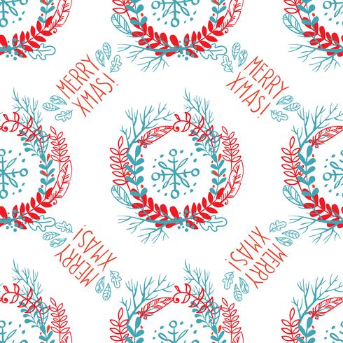 Seamless pattern of Christmas wreaths.  vector