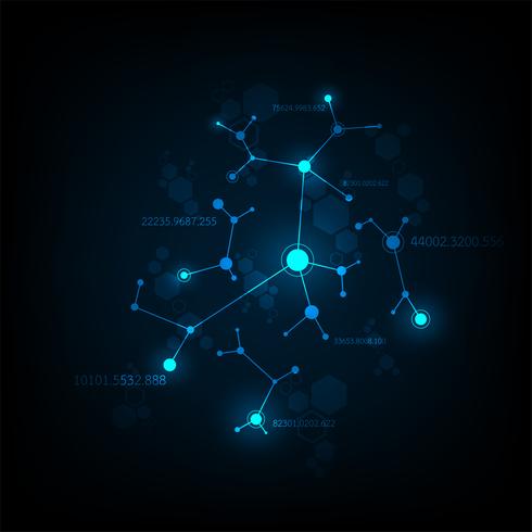 Vector data network design on a dark blue background.