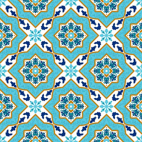 Portuguese azulejo. White and blue patterns.  vector