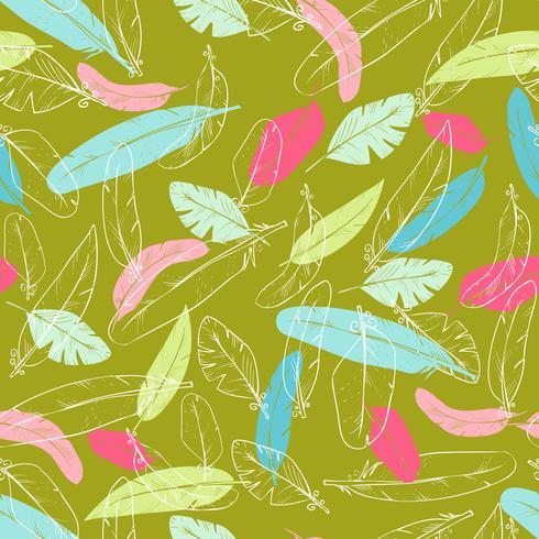 Vector seamless pattern with raven s feathers. pastel color