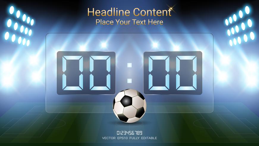 Digital timing scoreboard, Football match team A vs team B, Strategy broadcast graphic template. vector