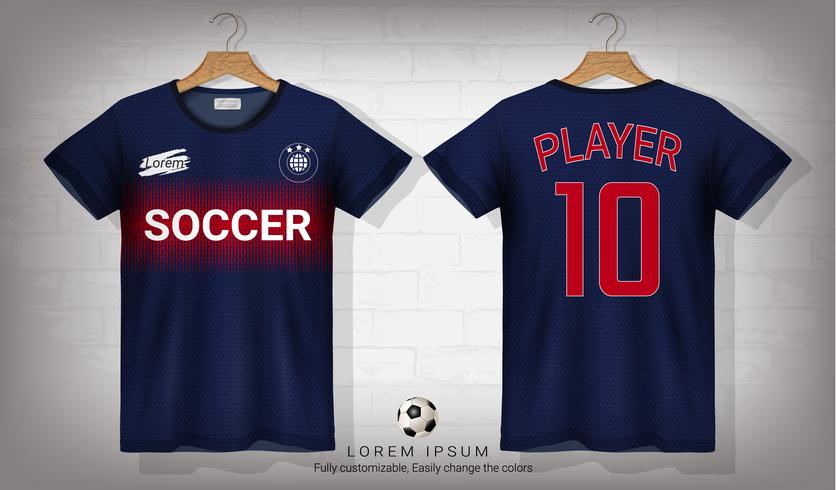 Plantilla de maqueta deportiva de camiseta y camiseta de fútbol, diseño gráfico para un equipo de fútbol o uniformes de ropa deportiva. vector