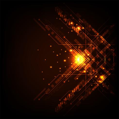 Vector in technology concept on a dark orange background.