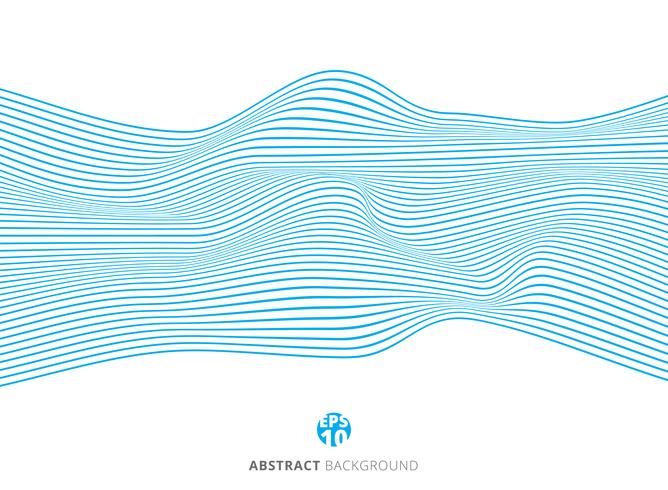 Abstract blue lines wave pattern on white background. vector