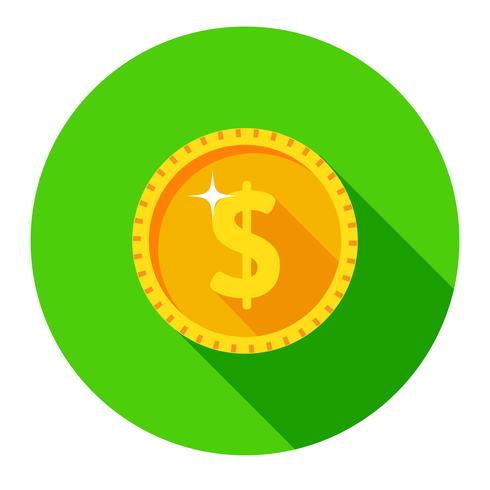 Gold coin. Vector icon with a dollar sign.