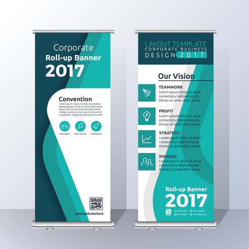 Vertical Roll Up Banner Template Design for Announce and Advertising. vector