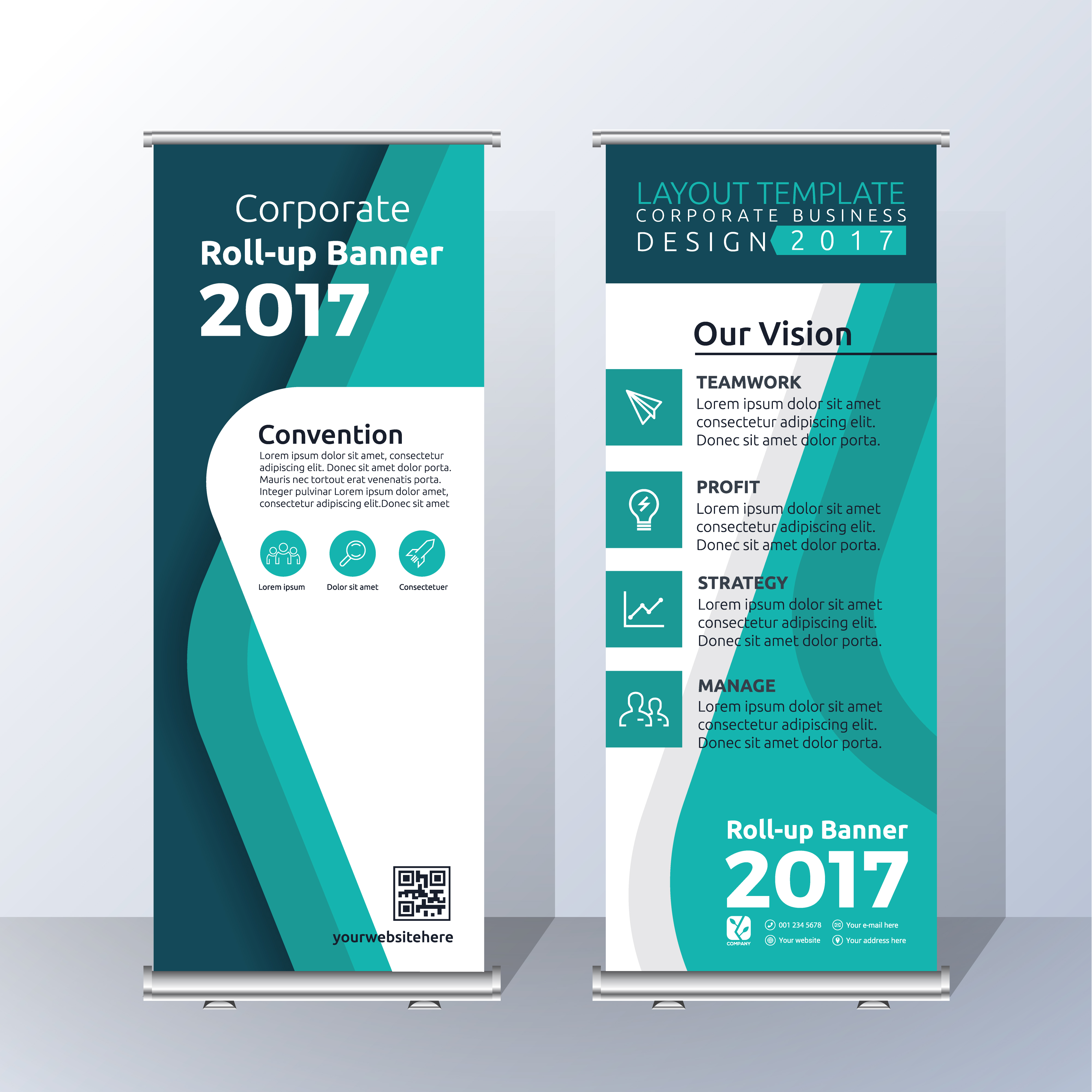 Vertical Roll Up Banner Template Design for Announce and ...