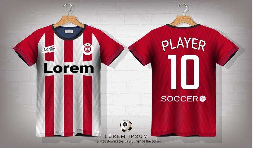 Plantilla de maqueta deportiva de camiseta y camiseta de fútbol, diseño gráfico para un equipo de fútbol o uniformes de ropa deportiva. vector