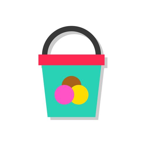 Ice cream bucket vector illustration, Sweets flat style icon