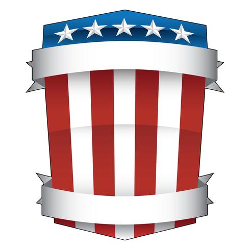 Patriotic Red, White and Blue, Stars and Stripes, American Pride Shield with Banners Isolated Vector Illustration