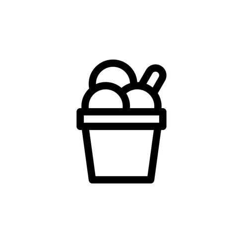 Ilustración de vector de taza de helado, icono de estilo de línea de dulces