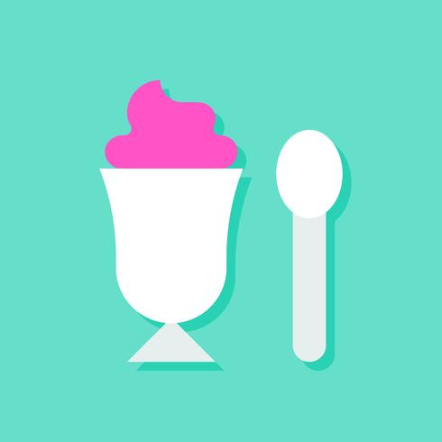 Ilustración de vector de taza de helado, icono de estilo plano de dulces