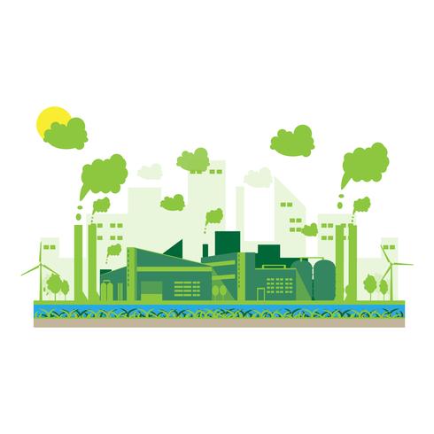 Fábrica industrial eco en un estilo plano. vector