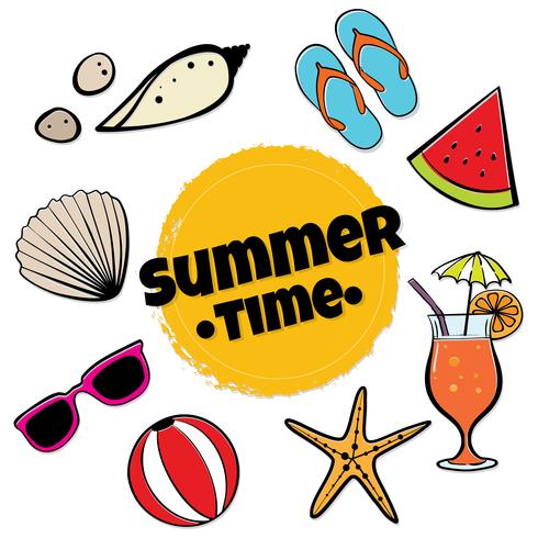 Summer design icons, elements and photo booth props set.Vector  illustration. vector