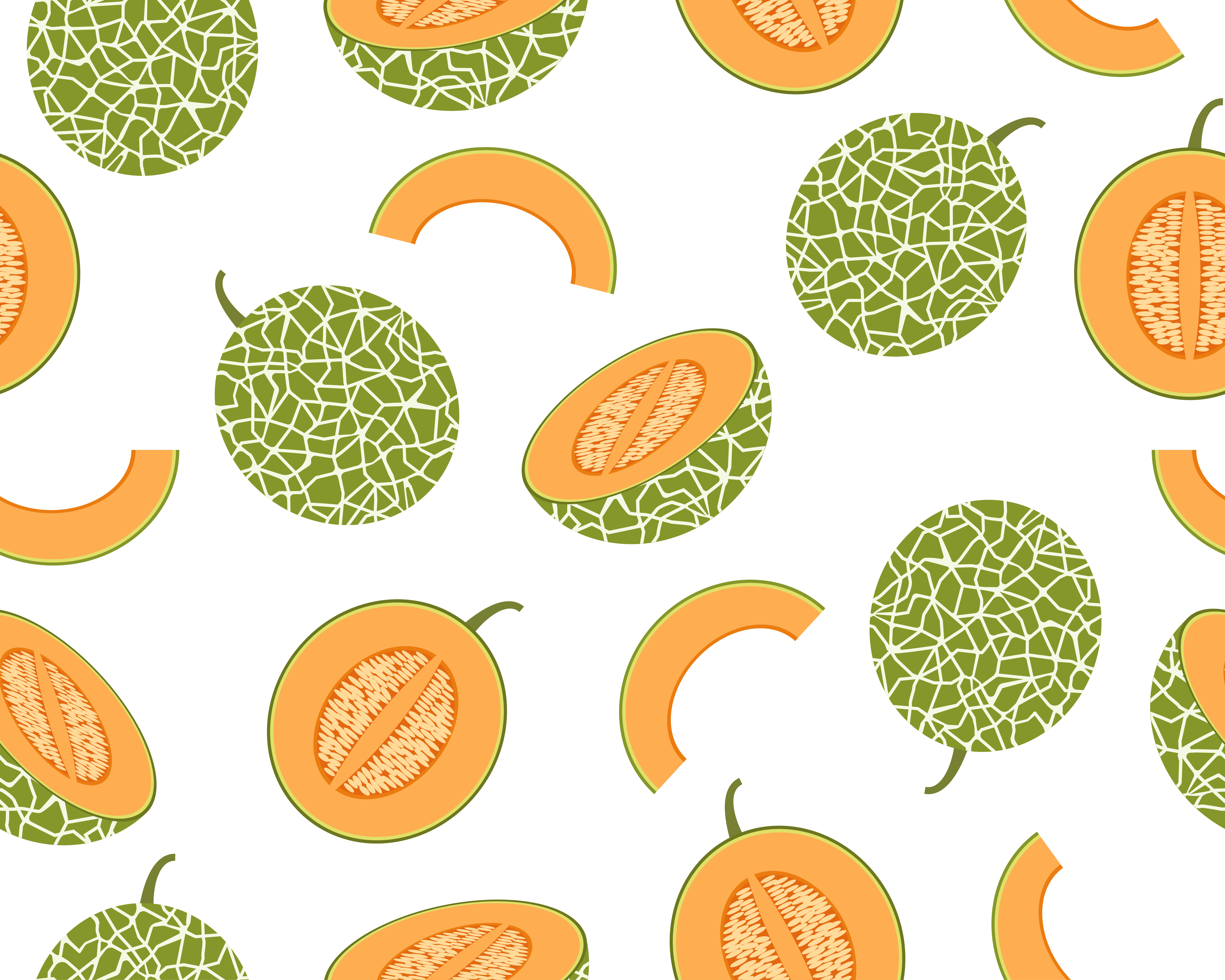 Download Seamless pattern of fresh cantaloupe melon isolated on white backg...