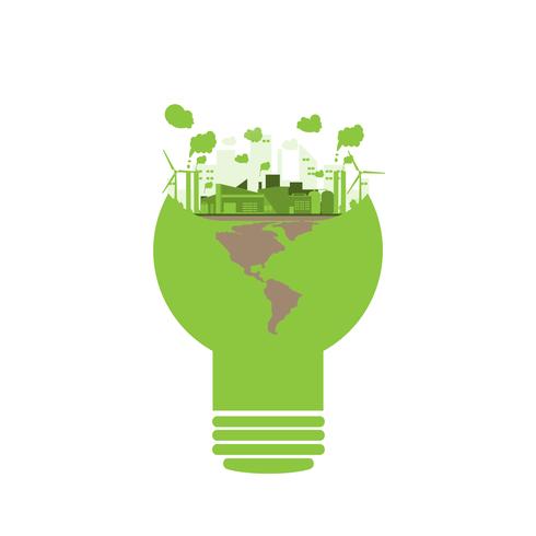 ecology industrial factory in a lightbulb style vector