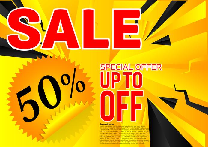 Vector banner sale special offer. Abstract black and yellow color background. Design concept