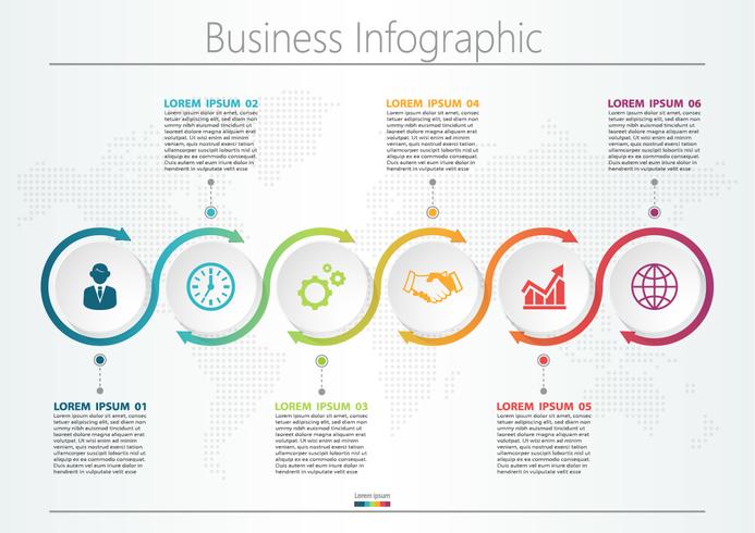Presentation business infographic template with 6 options. vector