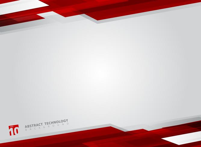 Abstract technology geometric red color shiny motion background. vector