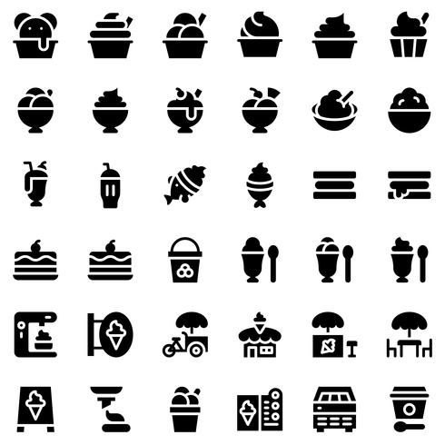Ice cream vector icon set, solid style