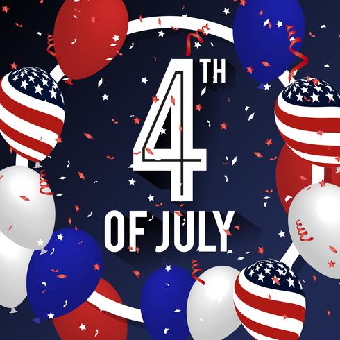 4TH of July Celebration Background Design with Balloon and Ribbons. vector