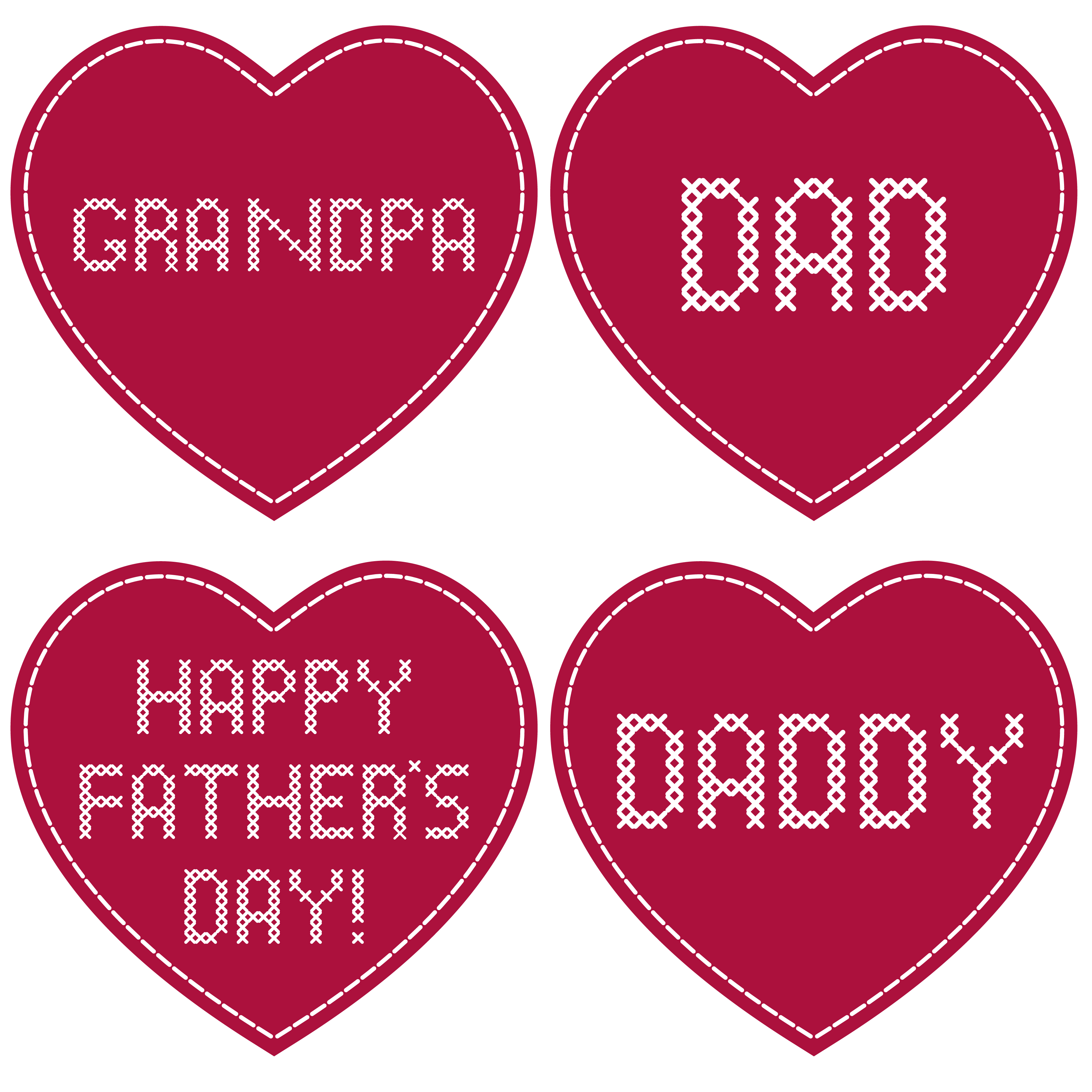 Father's Day cross stitch embroidery on red hearts 558783 Vector Art at