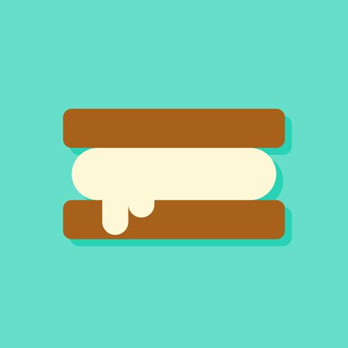 Ilustración de vector de sándwich de helado, icono de estilo plano de dulces