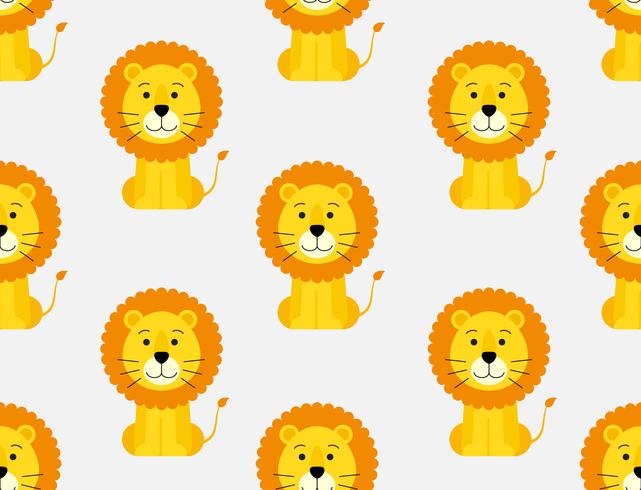 Seamless pattern of cute cartoon lion background vector
