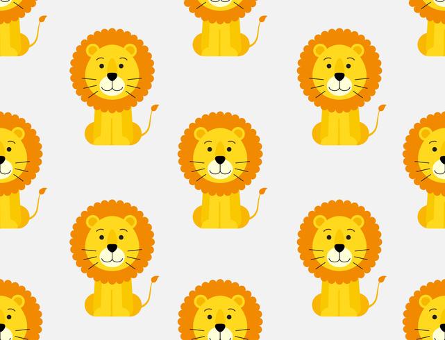 Seamless pattern of cute cartoon lion background vector