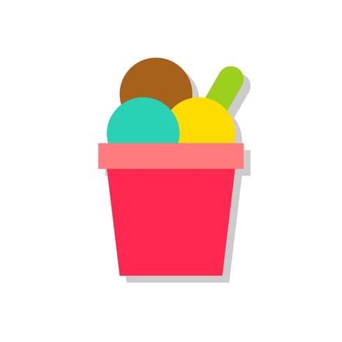 Ilustración de vector de taza de helado, icono de estilo plano de dulces