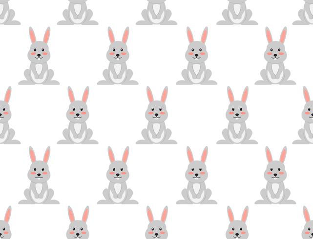 Seamless pattern of cute cartoon rabbit on white background - Vector illustration 
