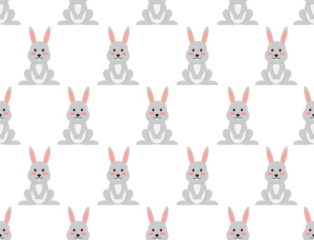 Seamless pattern of cute cartoon rabbit on white background - Vector illustration 