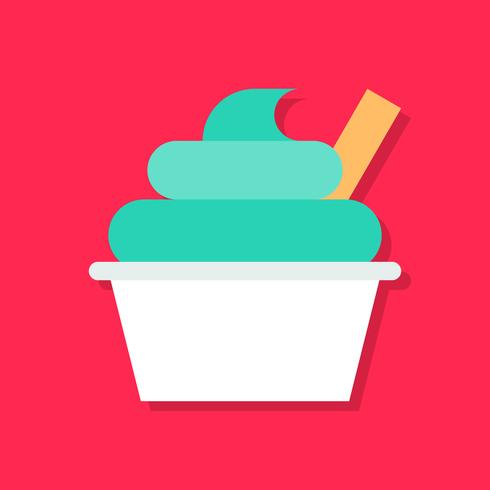 Ilustración de vector de taza de helado, icono de estilo plano de dulces