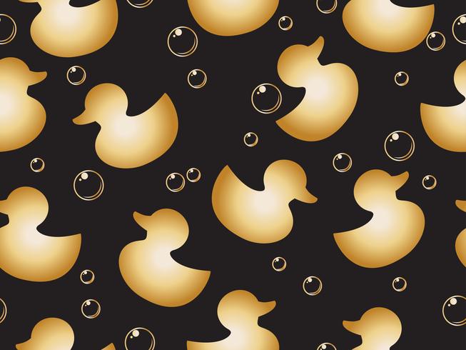 seamless pattern of gold icon duck on black background vector