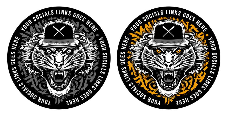 Roaring Tiger in Snapback Sticker Design vector