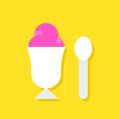 Ilustración de vector de taza de helado, icono de estilo plano de dulces