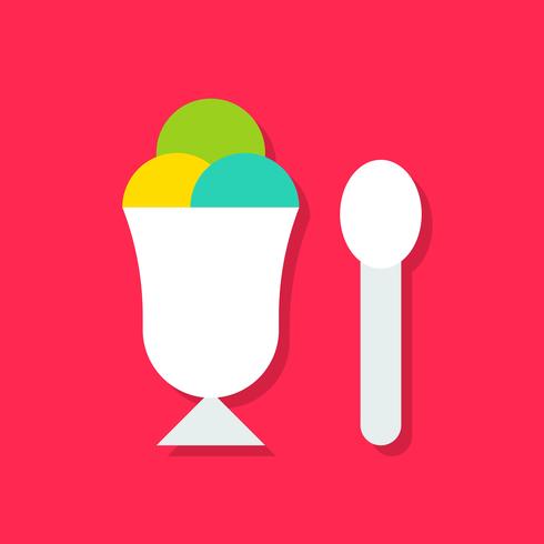 Ilustración de vector de taza de helado, icono de estilo plano de dulces