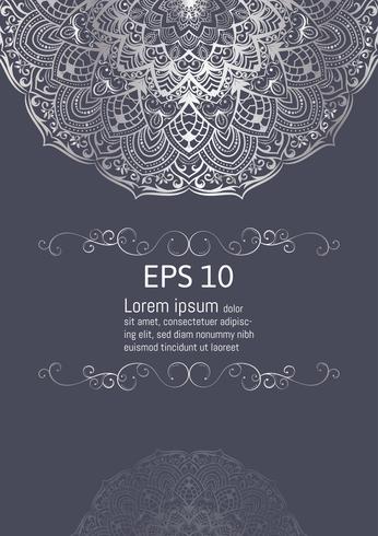 Silver Mandala Vintage decorative elements, vector illustration with copy space