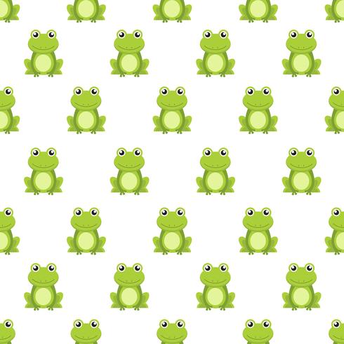 Seamless pattern cute green frog cartoon character isolated on white background vector