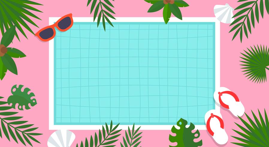 Summer vacation, Swimming pool poster vector illustration