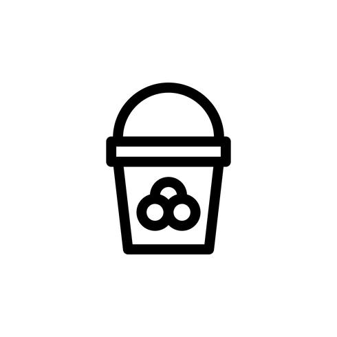 Ilustración de vector de cubo de helado, icono de estilo de línea de dulces