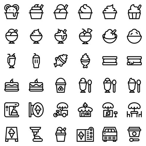 Ice cream vector icon set, outline style