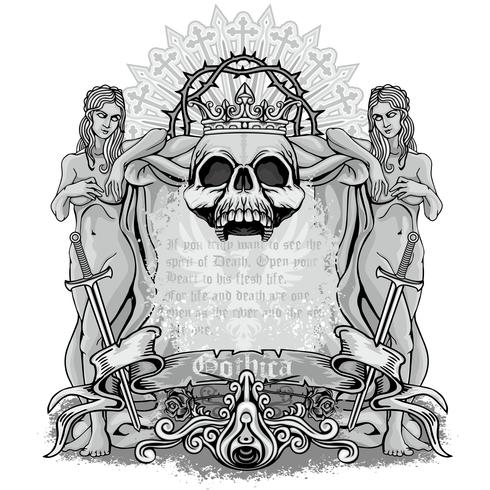 grunge skull coat of arms vector