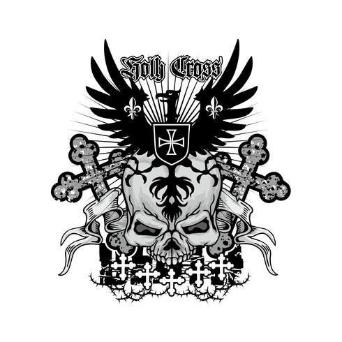 grunge skull coat of arms vector