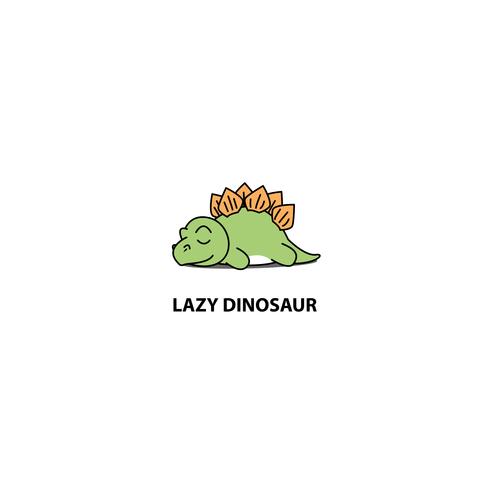 Lazy dinosaur, cute stegosaurus sleeping icon vector