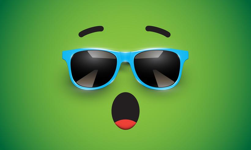 High detiled colorful emoticon with sunglasses, vector illustration