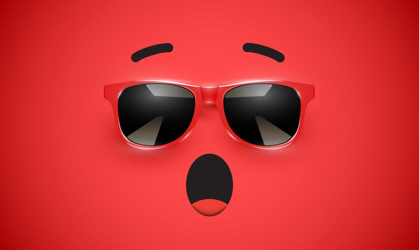 High detiled colorful emoticon with sunglasses, vector illustration