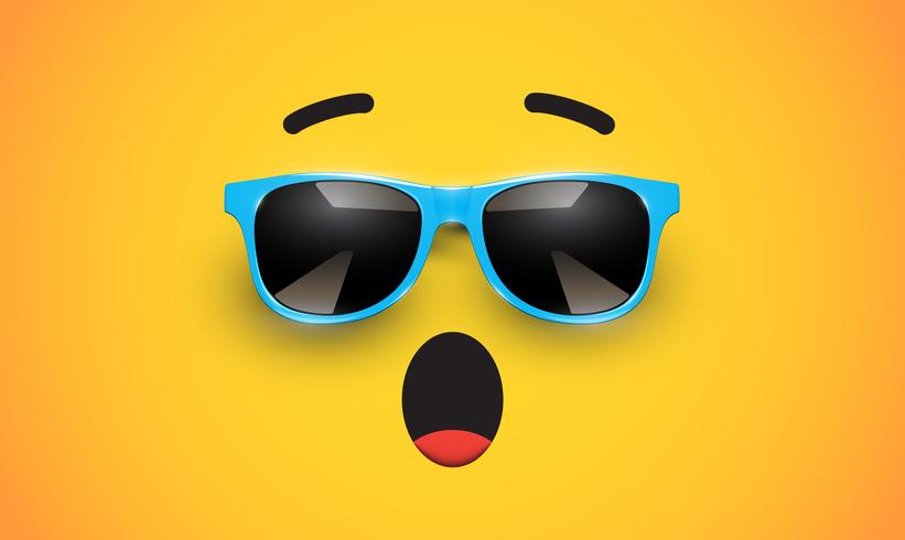 High detiled colorful emoticon with sunglasses, vector illustration