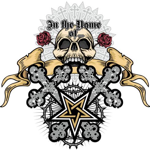 grunge skull coat of arms vector